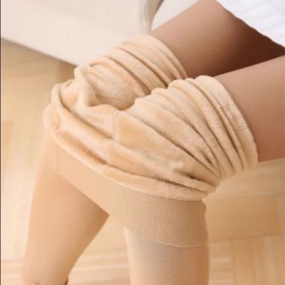 💕 NEW! Therm Legging Leg Warmer Stretchy Pants NWT (Nude) - Picture 1 of 7